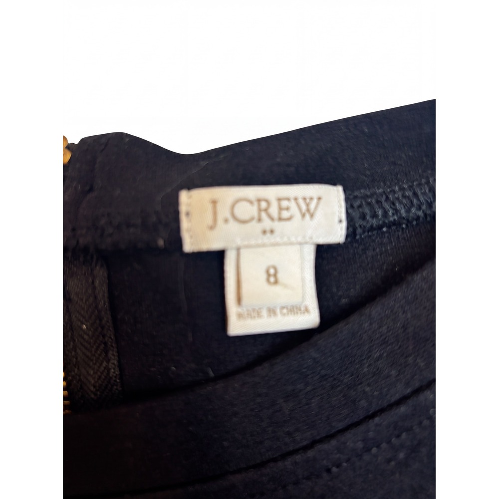 J.Crew Womens Black Ponte Shift Dress Gold Zipper Pockets Size 8 Short Sleeve - Picture 4 of 4